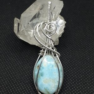 Handmade sterling silver pendant with larimar
